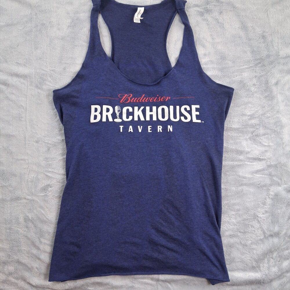 Budweiser Brickhouse Tavern Womens Racerback Tank Top Blue Bella Canvas Large